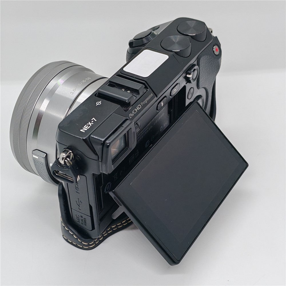 For Sony NEX-7 / NEX-6 Half Body Camera Cover with Battery Access PU Leather Bottom Case