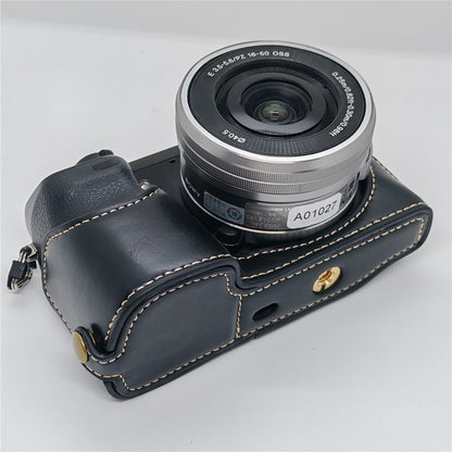 For Sony NEX-7 / NEX-6 Half Body Camera Cover with Battery Access PU Leather Bottom Case