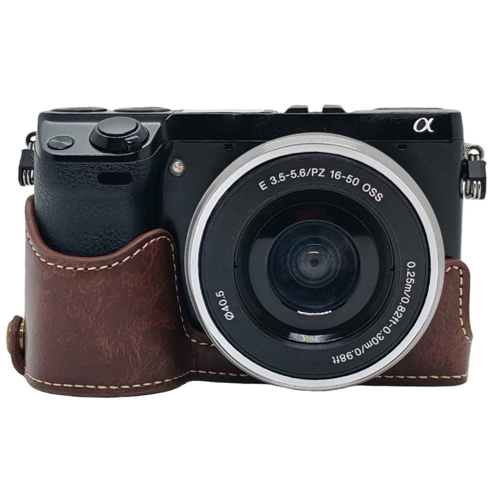 For Sony NEX-7 / NEX-6 Half Body Camera Cover with Battery Access PU Leather Bottom Case