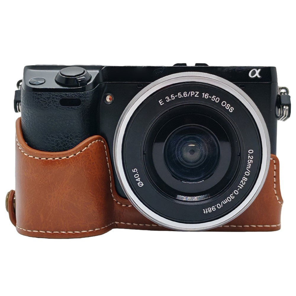 For Sony NEX-7 / NEX-6 Half Body Camera Cover with Battery Access PU Leather Bottom Case