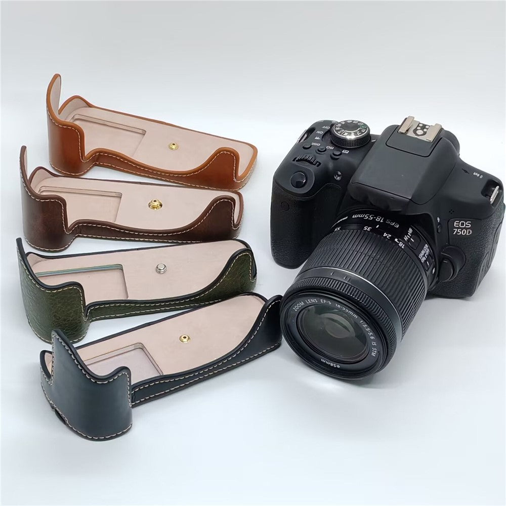 Camera Case with Hand Strap for Canon EOS 760D / 750D / 700D / 650D / 600D PU Leather Battery Removable Half Cover