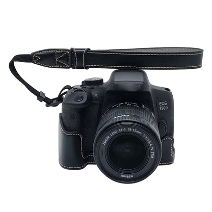 Camera Case with Hand Strap for Canon EOS 760D / 750D / 700D / 650D / 600D PU Leather Battery Removable Half Cover