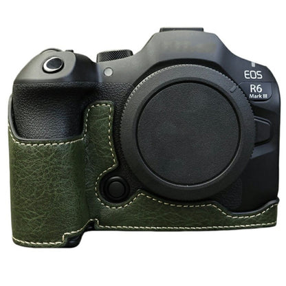 Half Body Camera Cover for Canon EOS R6 Mark III / R6 Mark II / R6 / R5 PU Leather Bottom Case with Battery Access