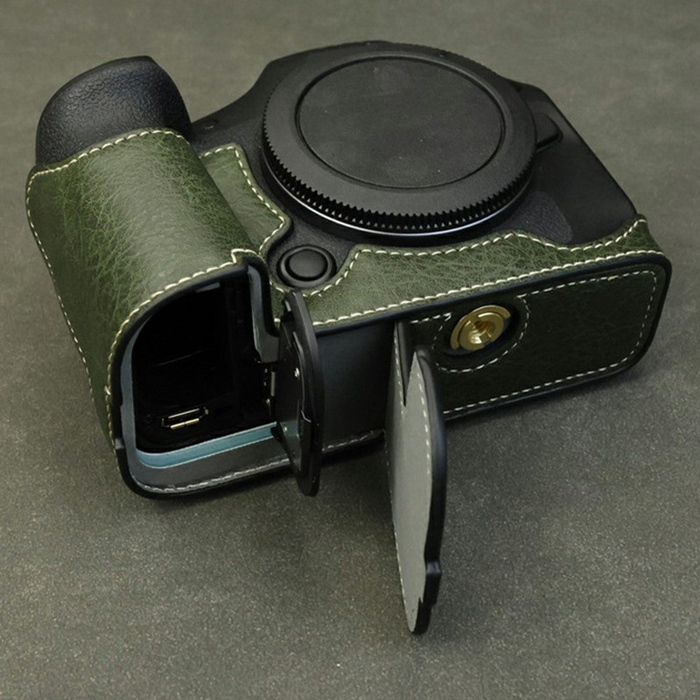 Half Body Camera Cover for Canon EOS R6 Mark III / R6 Mark II / R6 / R5 PU Leather Bottom Case with Battery Access