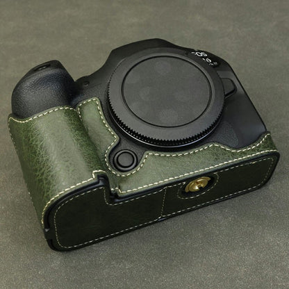 Half Body Camera Cover for Canon EOS R6 Mark III / R6 Mark II / R6 / R5 PU Leather Bottom Case with Battery Access