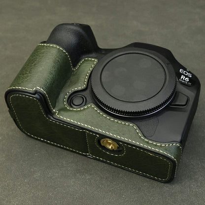 Half Body Camera Cover for Canon EOS R6 Mark III / R6 Mark II / R6 / R5 PU Leather Bottom Case with Battery Access