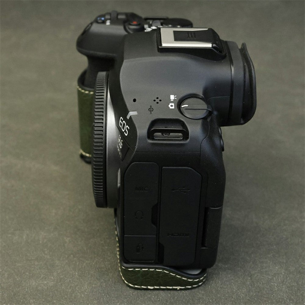 Half Body Camera Cover for Canon EOS R6 Mark III / R6 Mark II / R6 / R5 PU Leather Bottom Case with Battery Access