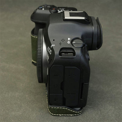 Half Body Camera Cover for Canon EOS R6 Mark III / R6 Mark II / R6 / R5 PU Leather Bottom Case with Battery Access