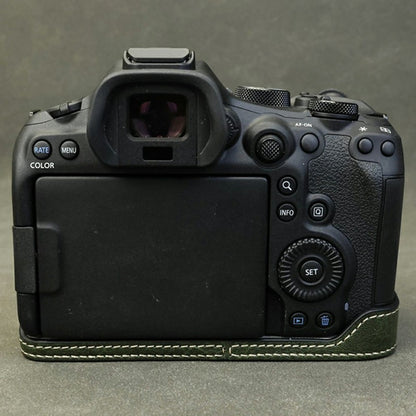 Half Body Camera Cover for Canon EOS R6 Mark III / R6 Mark II / R6 / R5 PU Leather Bottom Case with Battery Access