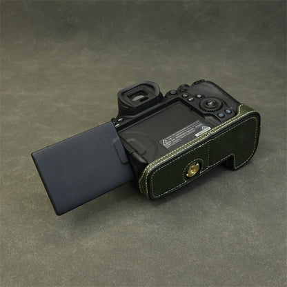 Half Body Camera Cover for Canon EOS R6 Mark III / R6 Mark II / R6 / R5 PU Leather Bottom Case with Battery Access