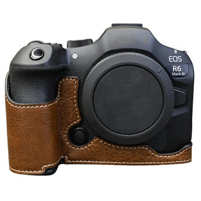Half Body Camera Cover for Canon EOS R6 Mark III / R6 Mark II / R6 / R5 PU Leather Bottom Case with Battery Access
