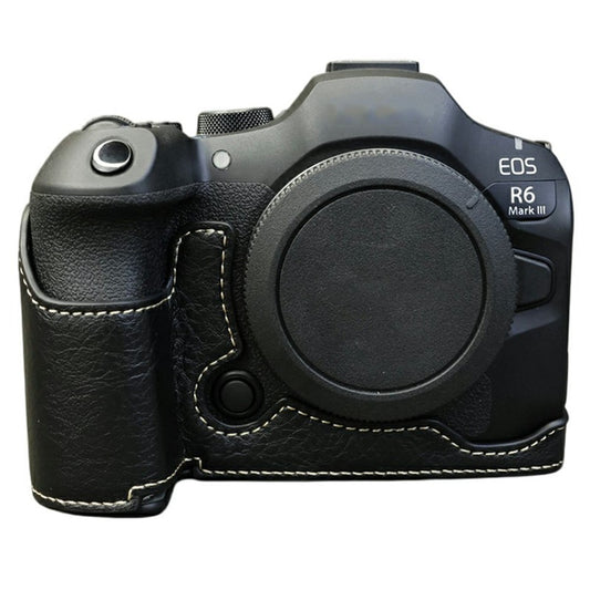 Half Body Camera Cover for Canon EOS R6 Mark III / R6 Mark II / R6 / R5 PU Leather Bottom Case with Battery Access