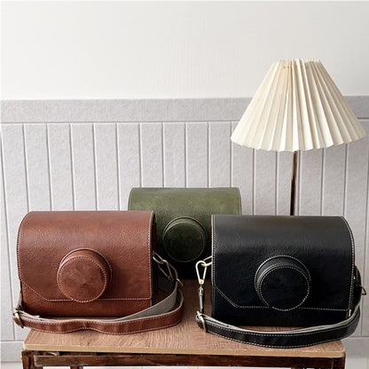 Camera Bag for Canon EOS R50 / EOS R50 V / Ricoh GR III Vintage Style Shoulder Bag Crossbody DSLR Pouch with Adjustable Strap