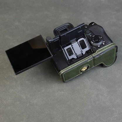 For Sony Alpha 7 Mark V / A7R V Camera Case Litchi PU Leather Protective Cover with Battery Access