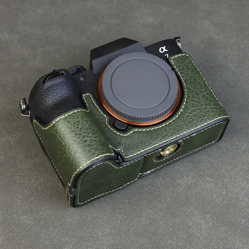 For Sony Alpha 7 Mark V / A7R V Camera Case Litchi PU Leather Protective Cover with Battery Access