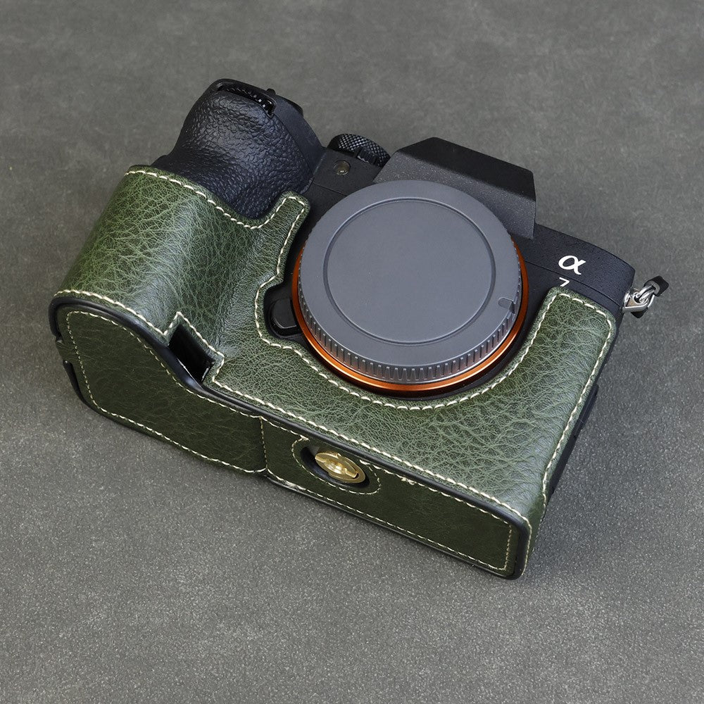 For Sony Alpha 7 Mark V / A7R V Camera Case Litchi PU Leather Protective Cover with Battery Access