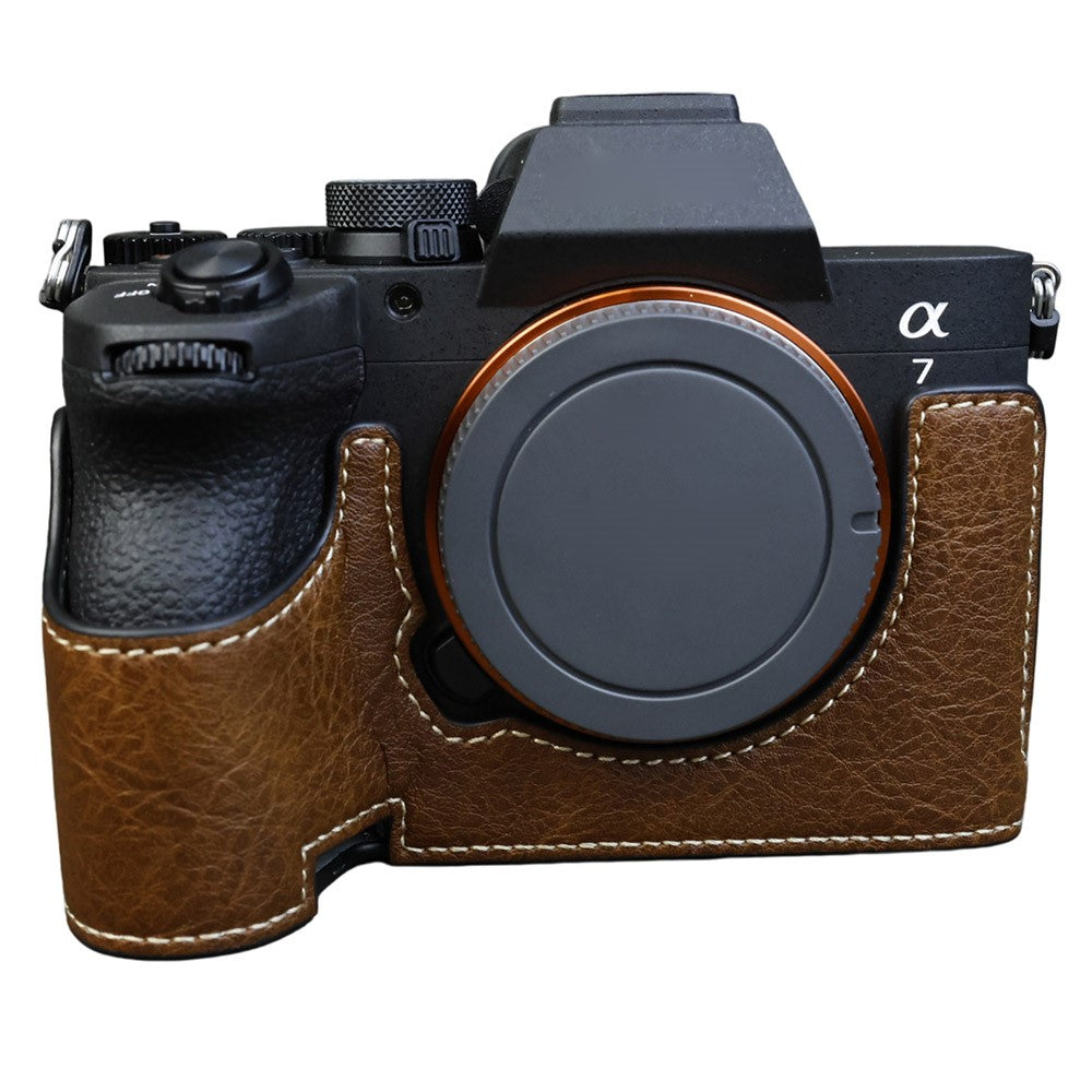 For Sony Alpha 7 Mark V / A7R V Camera Case Litchi PU Leather Protective Cover with Battery Access