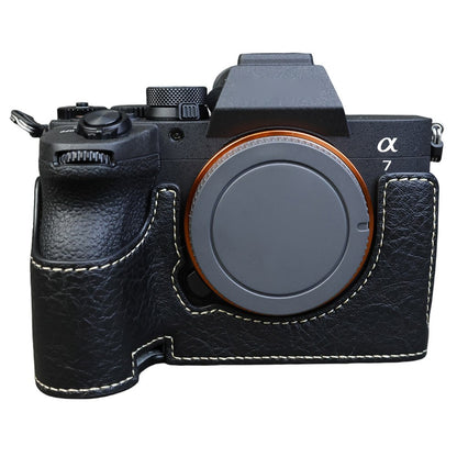 For Sony Alpha 7 Mark V / A7R V Camera Case Litchi PU Leather Protective Cover with Battery Access