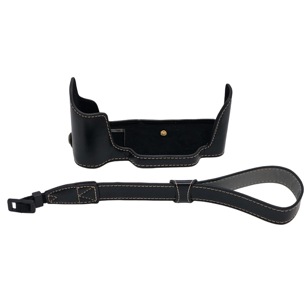 For Nikon DF Camera Bottom Case with Hand Strap Battery Opening PU Leather Half Cover