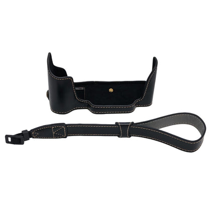 For Nikon DF Camera Bottom Case with Hand Strap Battery Opening PU Leather Half Cover