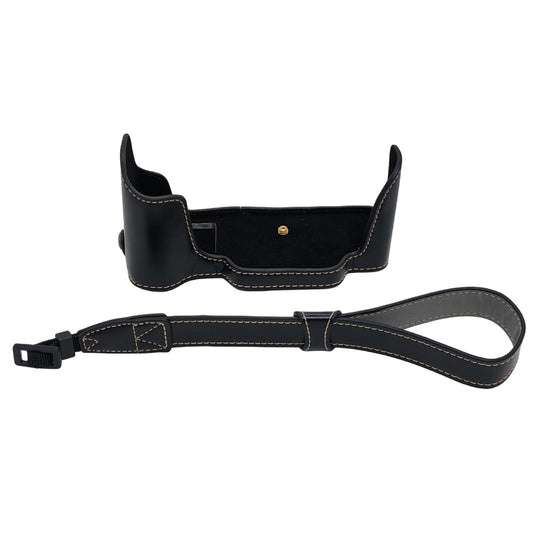 For Nikon DF Camera Bottom Case with Hand Strap Battery Opening PU Leather Half Cover