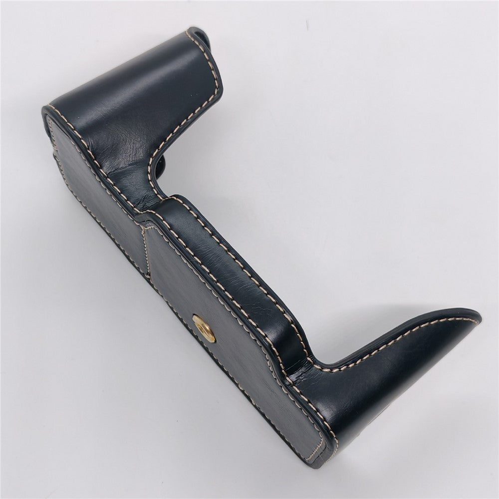 For Nikon DF Camera Bottom Case with Hand Strap Battery Opening PU Leather Half Cover