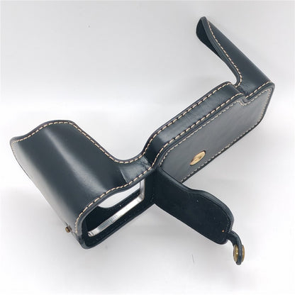 For Nikon DF Camera Bottom Case with Hand Strap Battery Opening PU Leather Half Cover