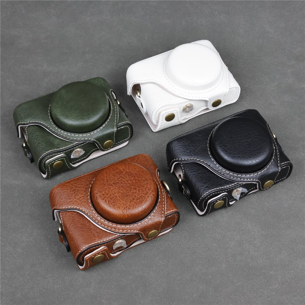 Camera Bag for Canon SX740 HS  /  SX730 HS  /  SX720 HS Buffalo Texture PU Leather Case with Shoulder Strap