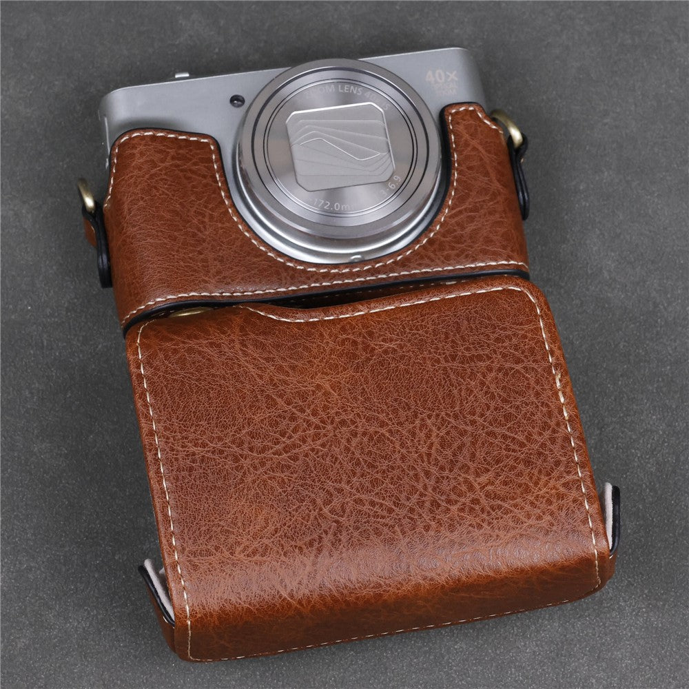 Camera Bag for Canon SX740 HS  /  SX730 HS  /  SX720 HS Buffalo Texture PU Leather Case with Shoulder Strap