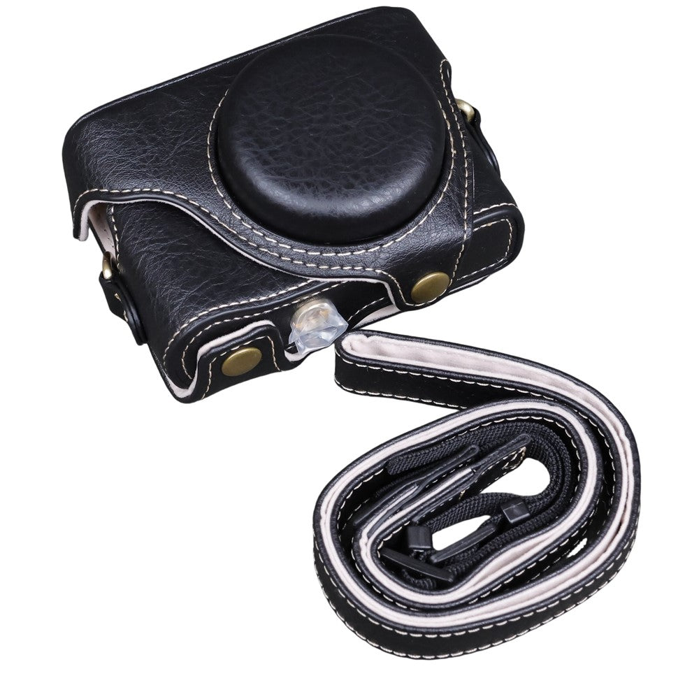 Camera Bag for Canon SX740 HS  /  SX730 HS  /  SX720 HS Buffalo Texture PU Leather Case with Shoulder Strap
