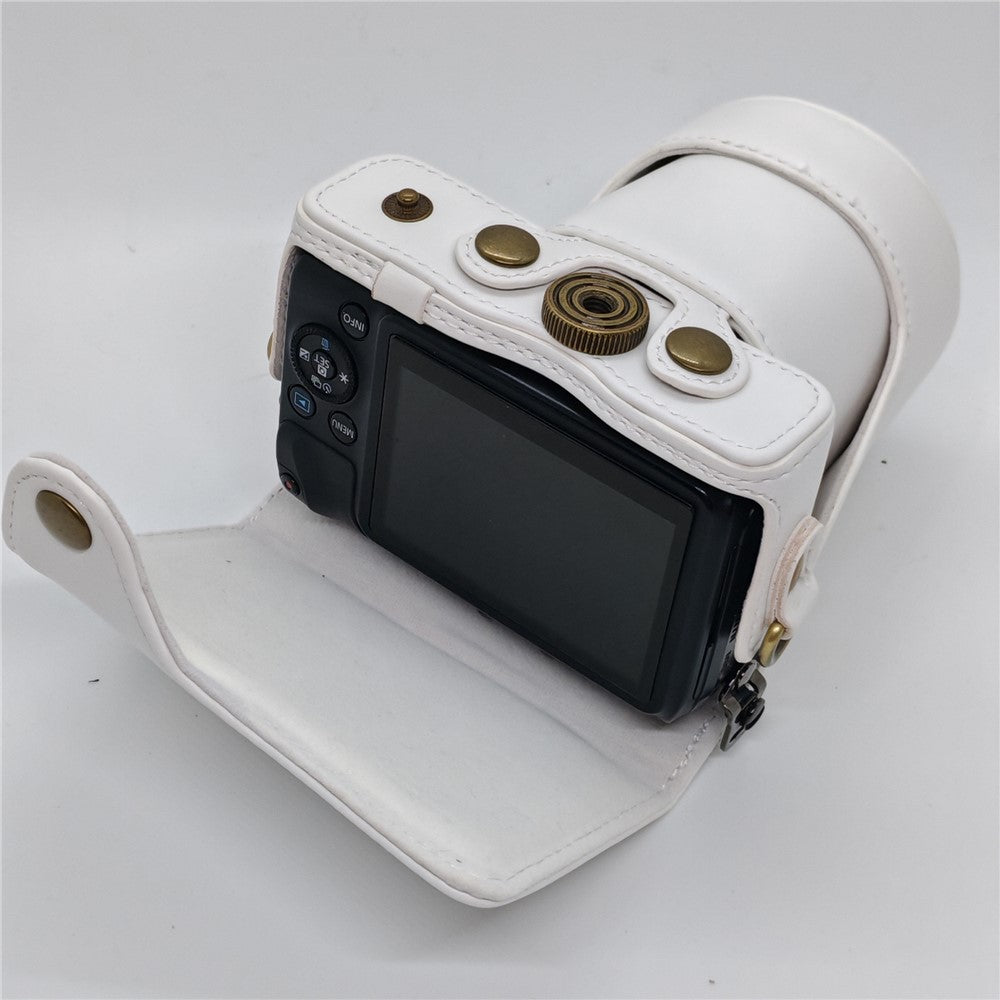 Camera Case for Canon EOS M  /  M10  /  M100  /  M200 Retro Style PU Leather Protective Cover with Shoulder Strap Retro Style