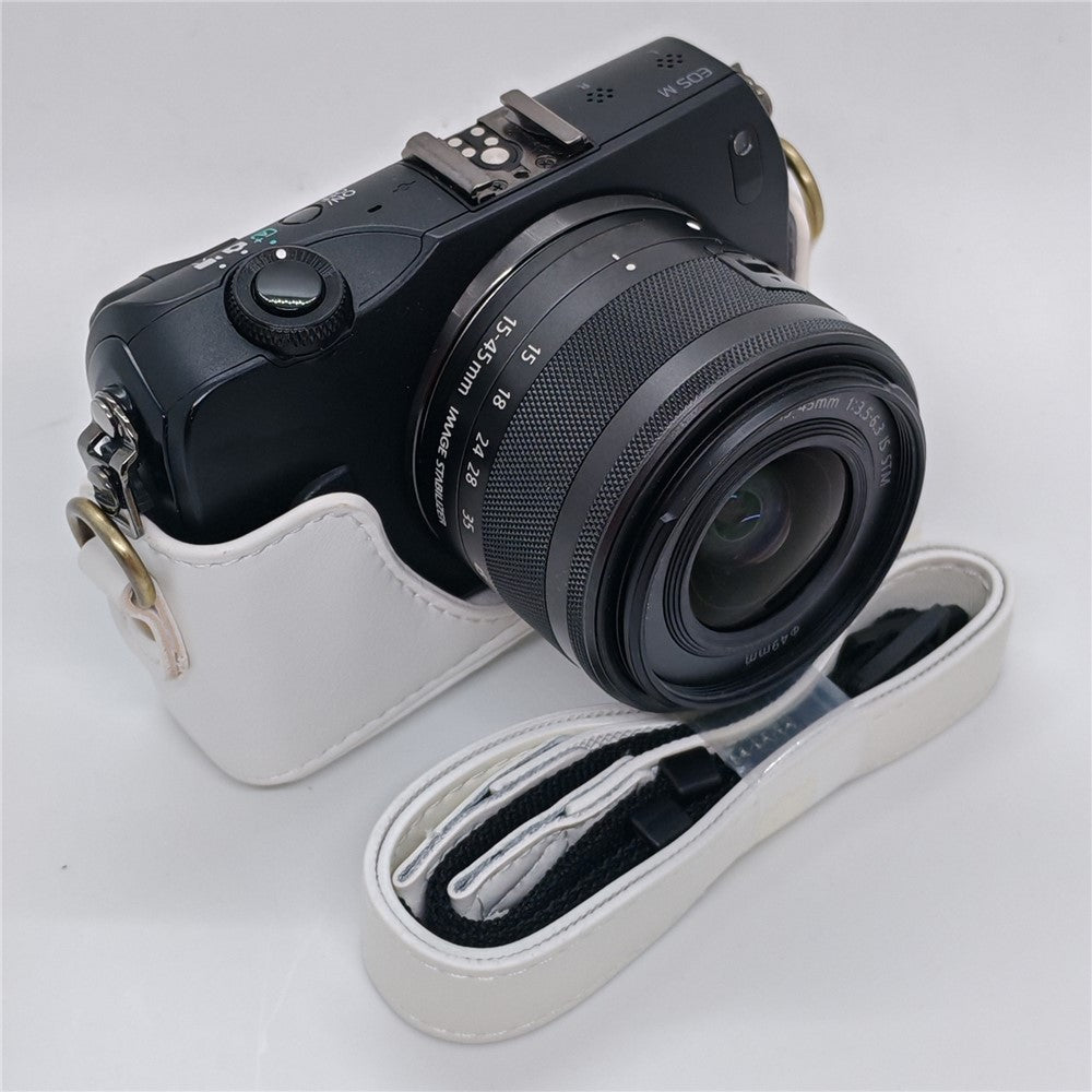 Camera Case for Canon EOS M  /  M10  /  M100  /  M200 Retro Style PU Leather Protective Cover with Shoulder Strap Retro Style