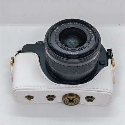 Camera Case for Canon EOS M  /  M10  /  M100  /  M200 Retro Style PU Leather Protective Cover with Shoulder Strap Retro Style