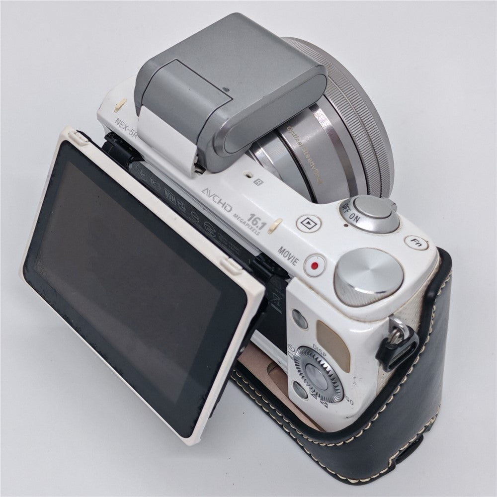 Camera Half Case for Sony NEX-5  /  NEX-5C  /  NEX-5T  /  NEX-5R PU Leather Bottom Grip Cover with Battery Access Tripod Compatible Access