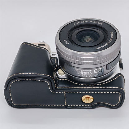 Camera Half Case for Sony NEX-5  /  NEX-5C  /  NEX-5T  /  NEX-5R PU Leather Bottom Grip Cover with Battery Access Tripod Compatible Access