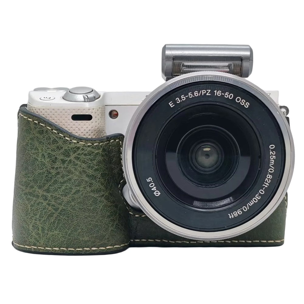 Camera Half Case for Sony NEX-5  /  NEX-5C  /  NEX-5T  /  NEX-5R PU Leather Bottom Grip Cover with Battery Access Tripod Compatible Access