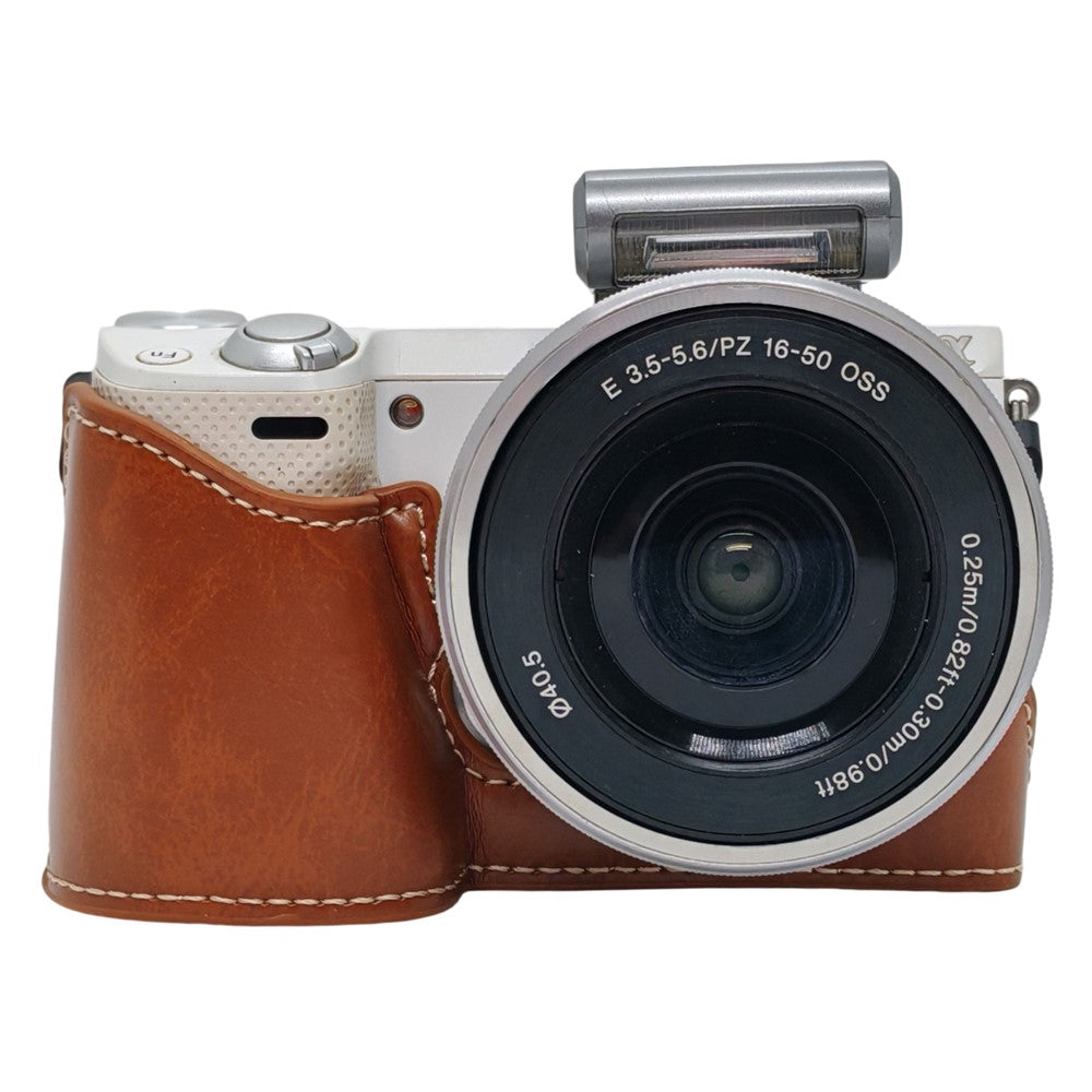 Camera Half Case for Sony NEX-5  /  NEX-5C  /  NEX-5T  /  NEX-5R PU Leather Bottom Grip Cover with Battery Access Tripod Compatible Access