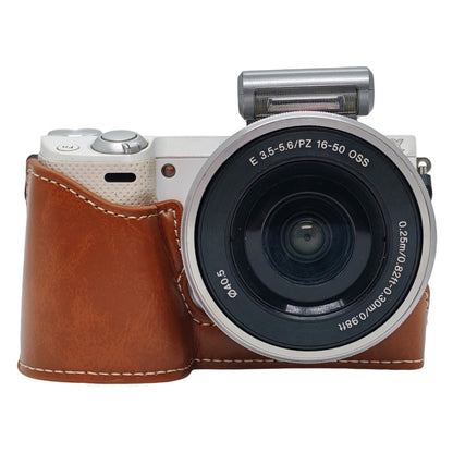 Camera Half Case for Sony NEX-5  /  NEX-5C  /  NEX-5T  /  NEX-5R PU Leather Bottom Grip Cover with Battery Access Tripod Compatible Access