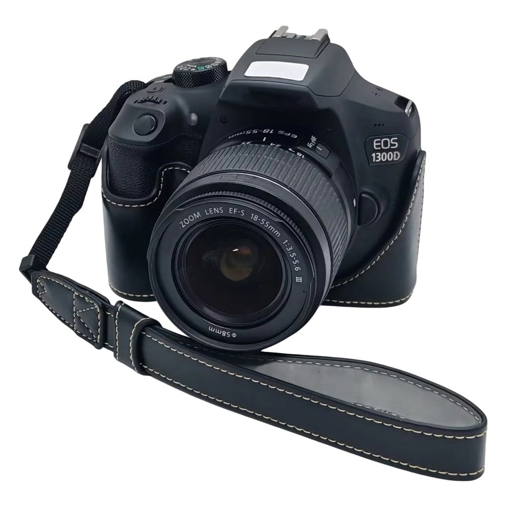 Camera Case for Canon EOS 500D  /  550D  /  1000D  /  1100D  /  1200D  /  1300D  /  1500D PU Leather Bottom Half Cover Removable Battery Base with Wrist Strap