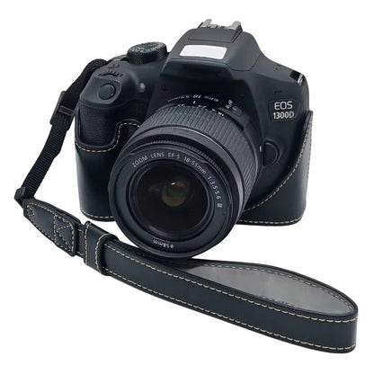 Camera Case for Canon EOS 500D  /  550D  /  1000D  /  1100D  /  1200D  /  1300D  /  1500D PU Leather Bottom Half Cover Removable Battery Base with Wrist Strap