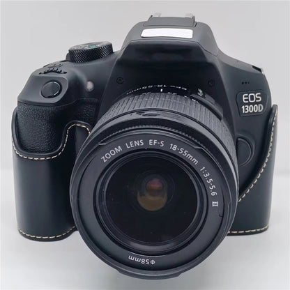 Camera Case for Canon EOS 500D  /  550D  /  1000D  /  1100D  /  1200D  /  1300D  /  1500D PU Leather Bottom Half Cover Removable Battery Base with Wrist Strap