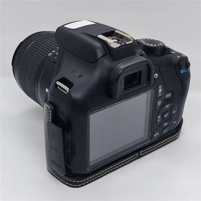 Camera Case for Canon EOS 500D  /  550D  /  1000D  /  1100D  /  1200D  /  1300D  /  1500D PU Leather Bottom Half Cover Removable Battery Base with Wrist Strap