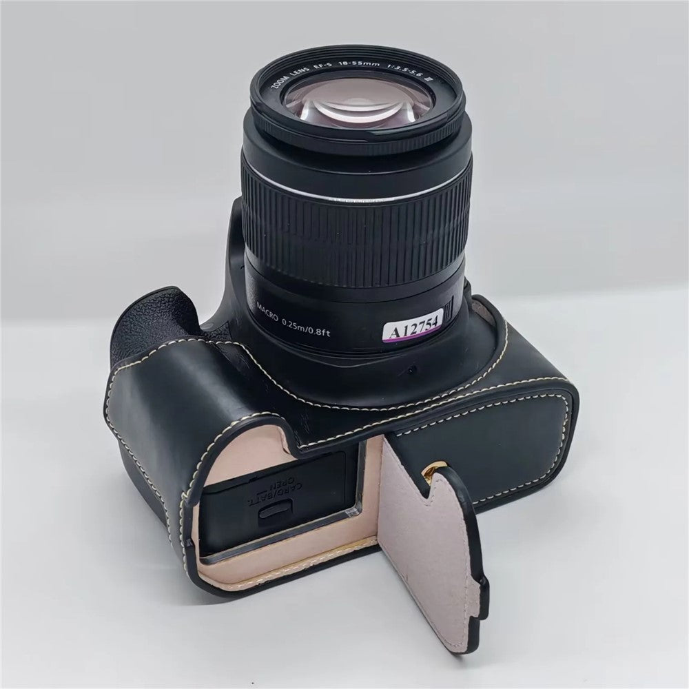 Camera Case for Canon EOS 500D  /  550D  /  1000D  /  1100D  /  1200D  /  1300D  /  1500D PU Leather Bottom Half Cover Removable Battery Base with Wrist Strap