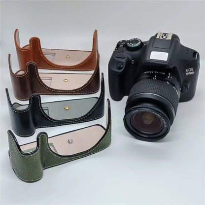 Camera Case for Canon EOS 500D  /  550D  /  1000D  /  1100D  /  1200D  /  1300D  /  1500D PU Leather Bottom Half Cover Removable Battery Base with Wrist Strap