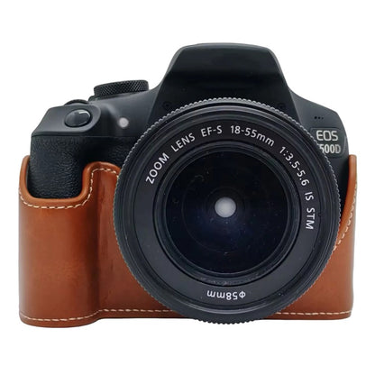 Camera Case for Canon EOS 500D  /  550D  /  1000D  /  1100D  /  1200D  /  1300D  /  1500D PU Leather Bottom Half Cover with Opening Battery Access