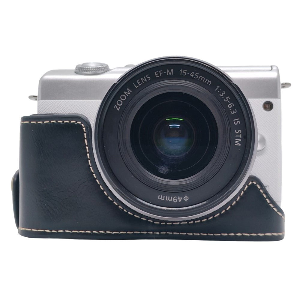 Camera Half Case for Canon EOS M10  /  M100  /  M200 Faux Leather Hand Grip Case Removable Battery Access Protective Cover