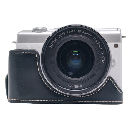 Camera Half Case for Canon EOS M10  /  M100  /  M200 Faux Leather Hand Grip Case Removable Battery Access Protective Cover