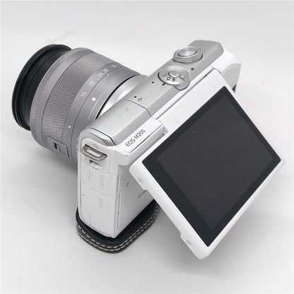Camera Half Case for Canon EOS M10  /  M100  /  M200 Faux Leather Hand Grip Case Removable Battery Access Protective Cover