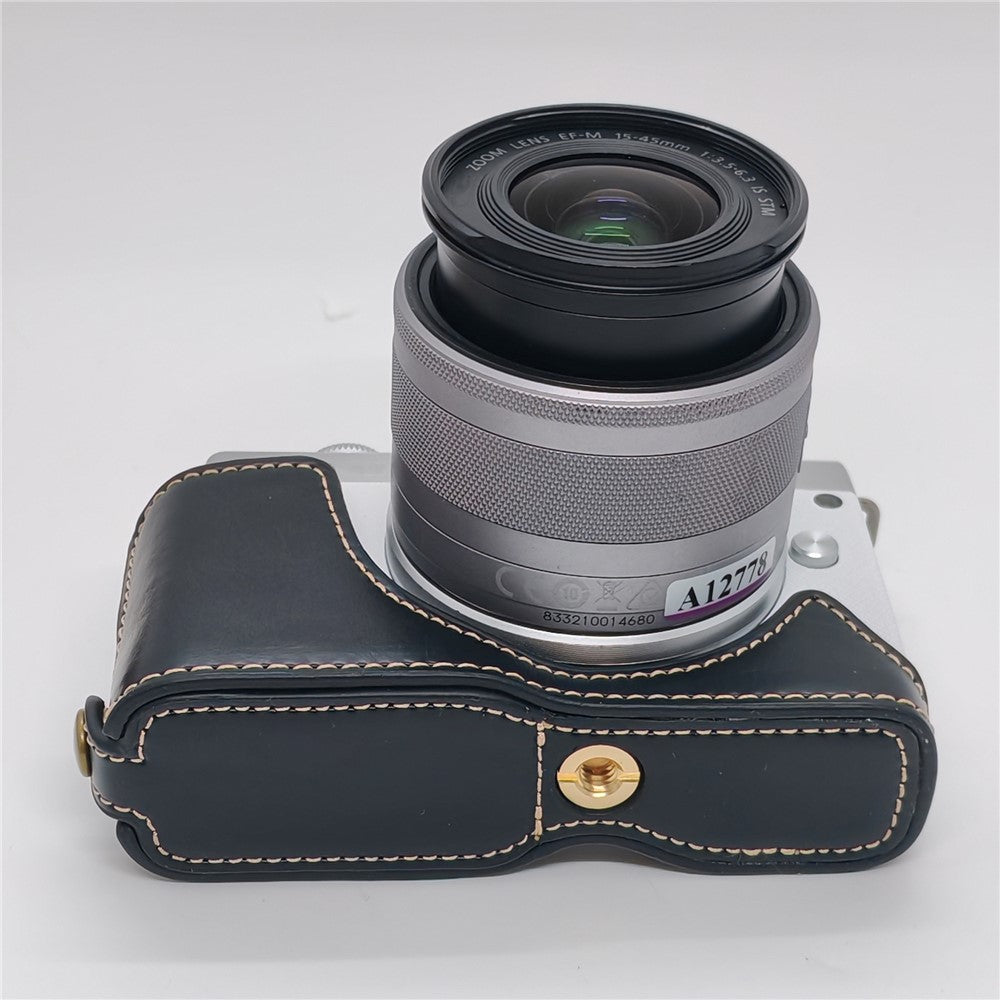 Camera Half Case for Canon EOS M10  /  M100  /  M200 Faux Leather Hand Grip Case Removable Battery Access Protective Cover