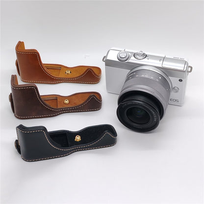 Camera Half Case for Canon EOS M10  /  M100  /  M200 Faux Leather Hand Grip Case Removable Battery Access Protective Cover